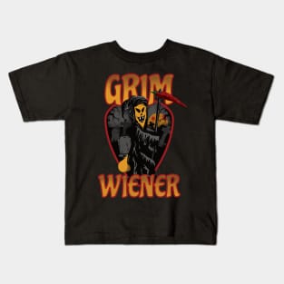 Spicy Grim Wiener and His Creepy Graveyard (plain colours) Kids T-Shirt